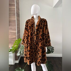 Jacket Faux Fur Leaopard Jacket Oversized Vintage Charles Andrea Made In France